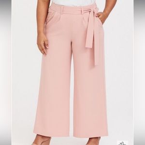 Torrid Pink Crepe Tie-Front Wide Leg Pant